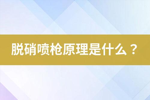 脱硝喷枪原理是什么？