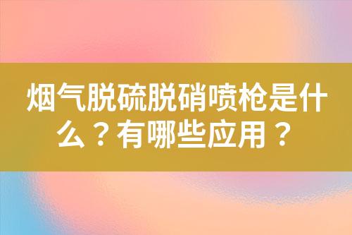 烟气脱硫脱硝喷枪是什么？有哪些应用？